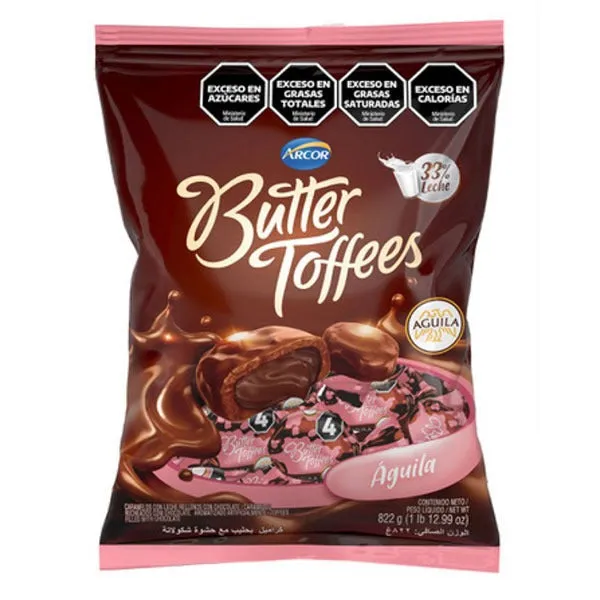 Arcor Butter Toffes Candies Aguila Milk Chocolate Flavour 822g