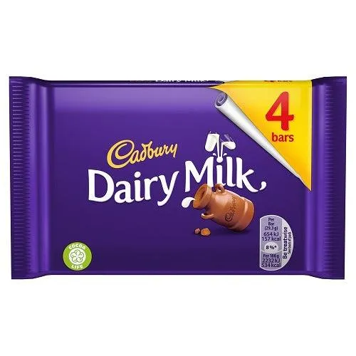 C'bury Dairy Milk Chocolate Bar 4Pk - 108.8g