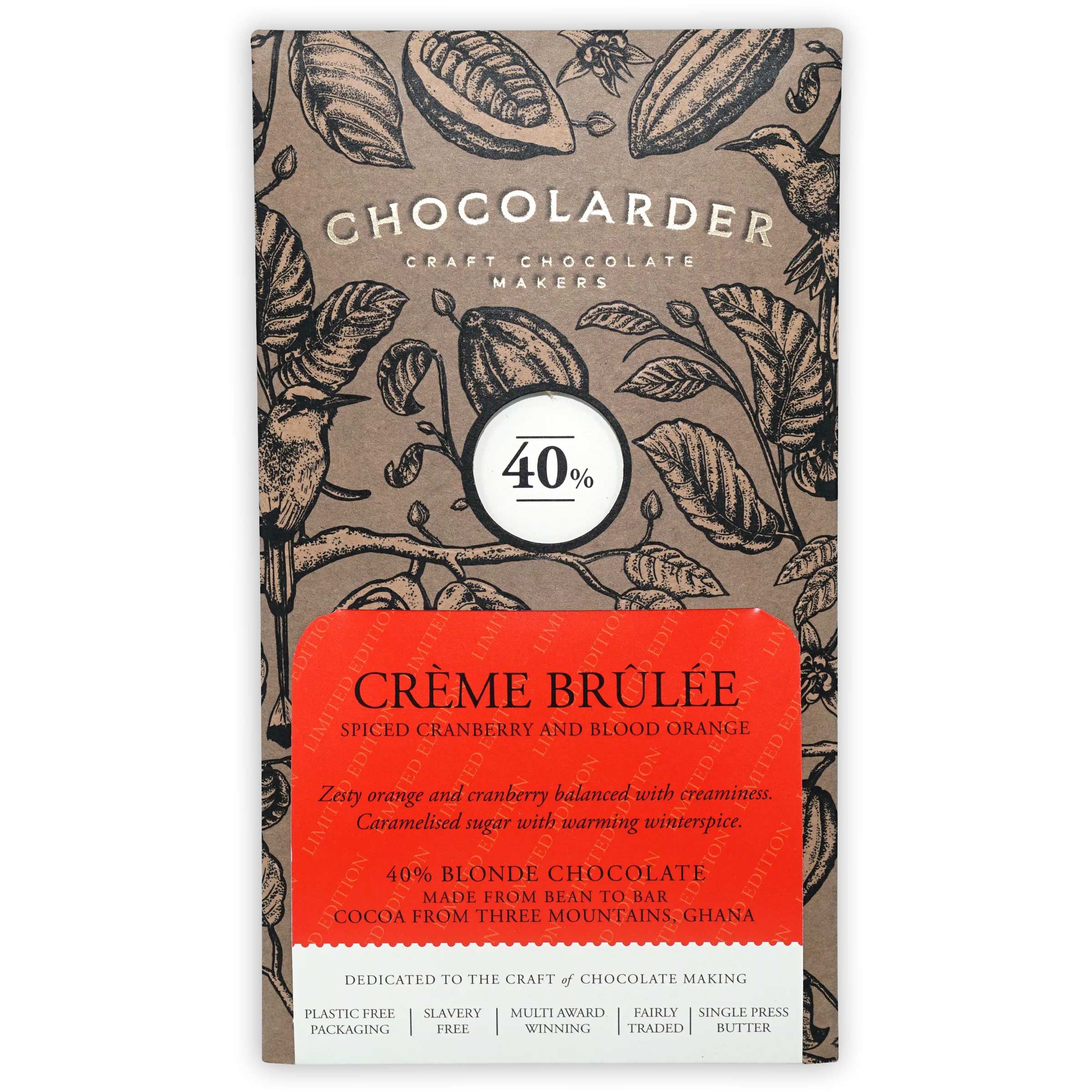 Chocolarder Crème Brulee w/ Cranberry Orange Bar (Limited Edition)