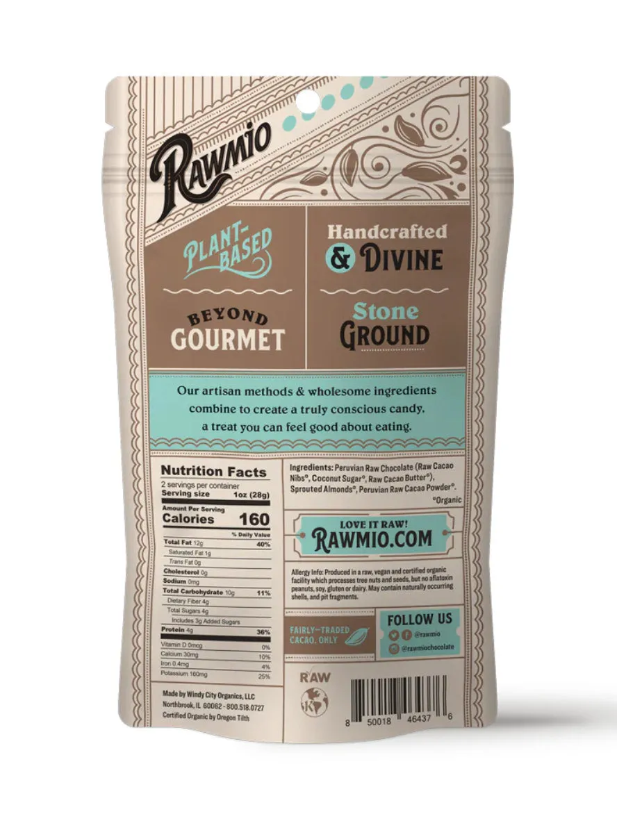 Chocolate Covered Sprouted Almonds, 2oz, Rawmio