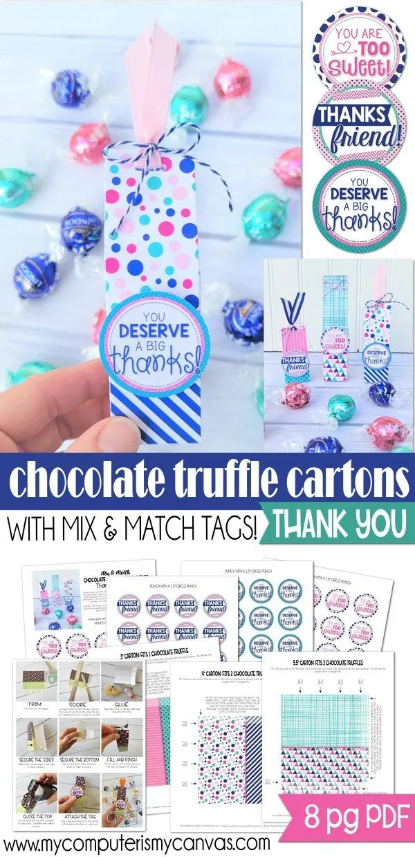 Chocolate Truffle Cartons & Tags {THANKS} PRINTABLE