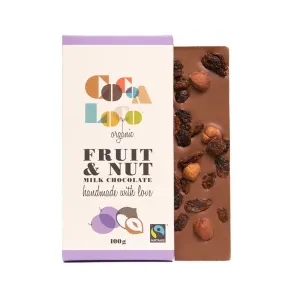 Cocoa Loco Milk Chocolate Fruit & Nut Bar 100g