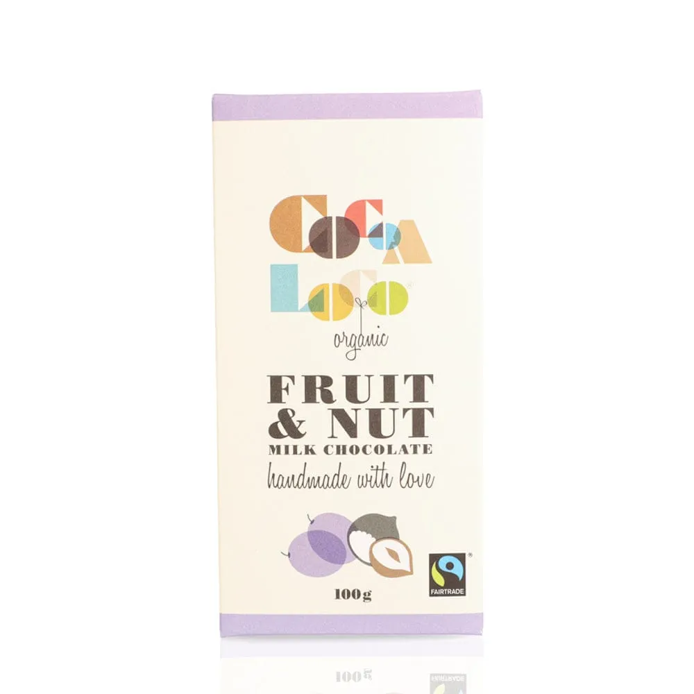 Cocoa Loco Milk Chocolate Fruit & Nut Bar 100g