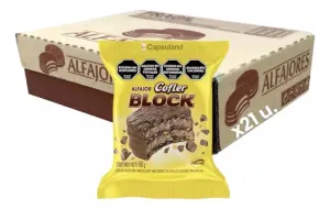 Cofler Triple Alfajor Block filled with Peanut Butter Cream Box of 21u. 60g/2.11 oz