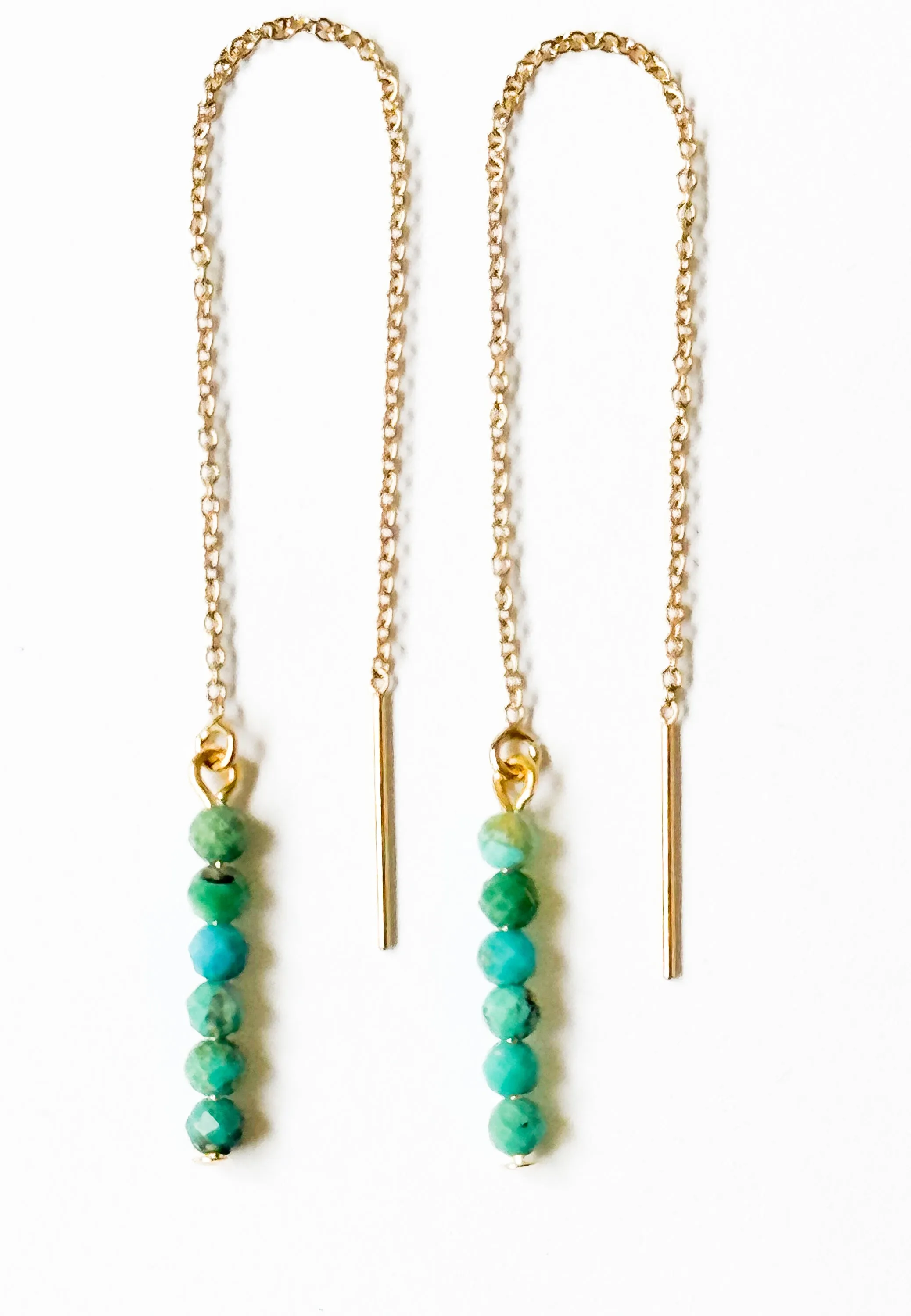 Delicate Gold Filled Turquoise Threader Earrings - WS