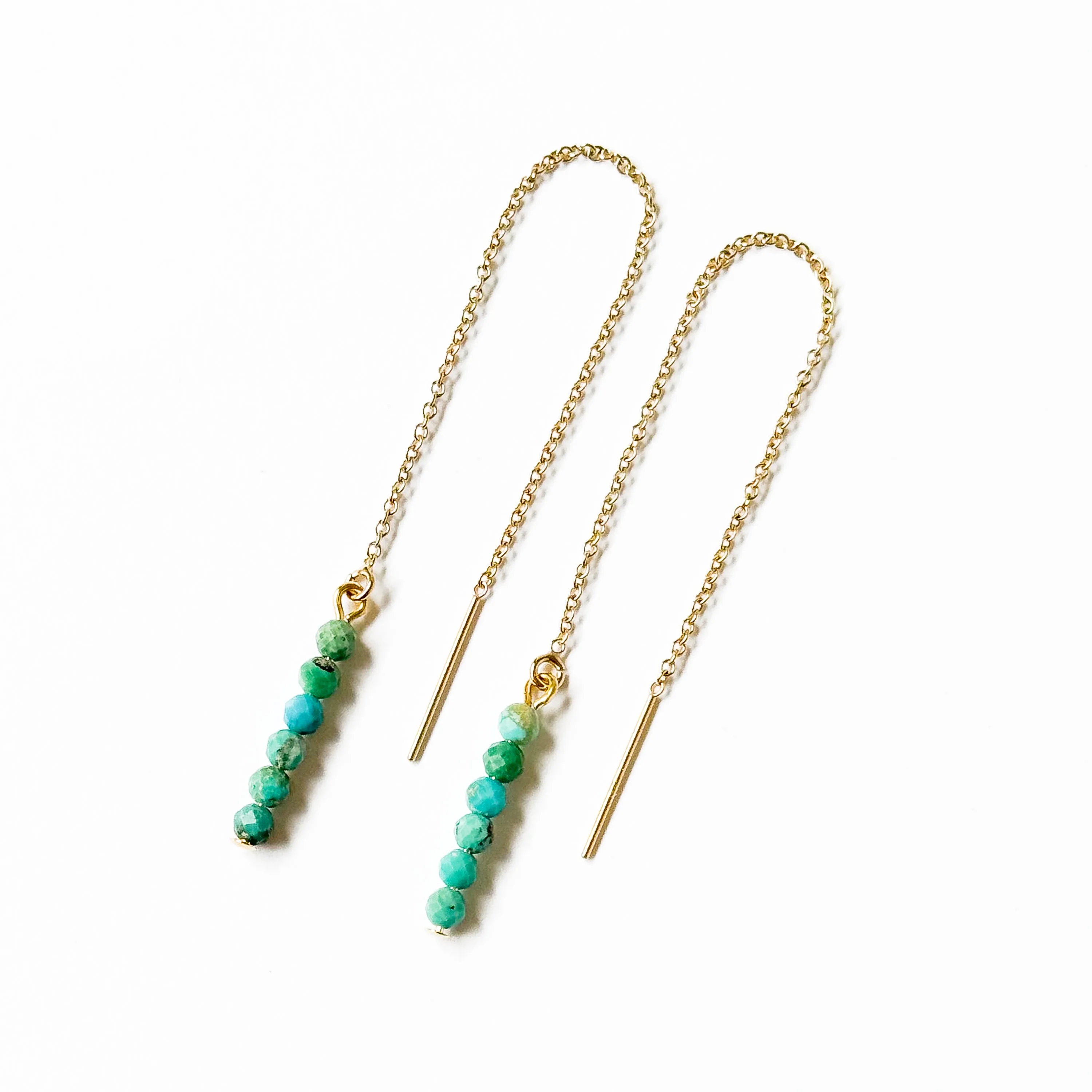 Delicate Gold Filled Turquoise Threader Earrings - WS