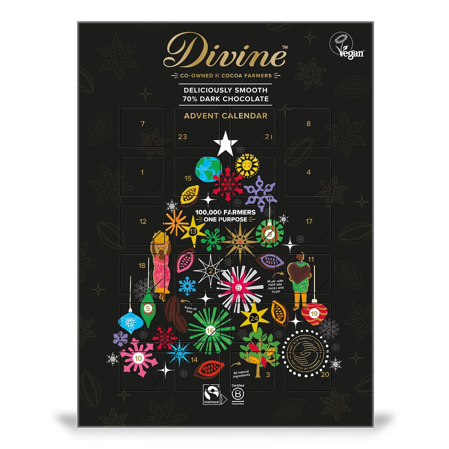 Divine Fairtrade Dark Chocolate Vegan Advent Calendar 85g