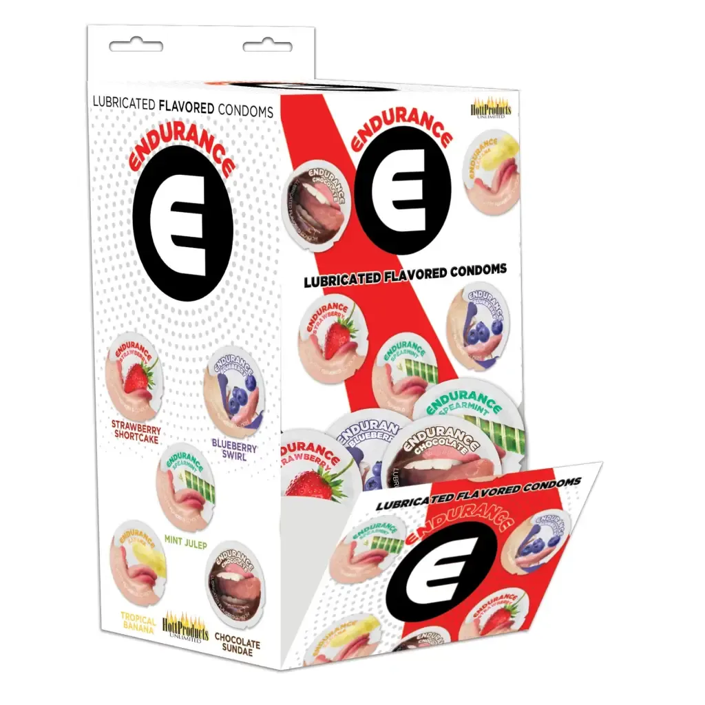 Endurance Flavored Condoms Asst Flavors 144 Pcs Wall Mount