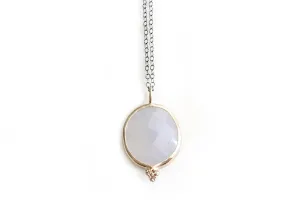 faceted chalcedony & diamond necklace