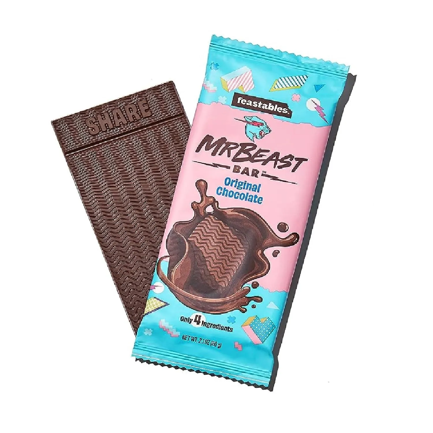 Feastables Mr. Beast Bar Chocolate Bar, 60g (Original Chocolate)