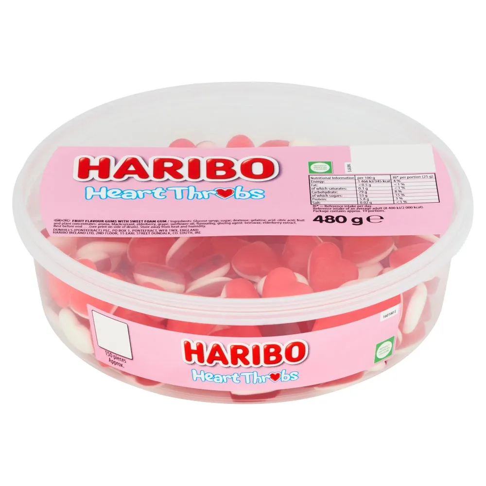 Haribo Heart Throbs 150pc Tub 480g