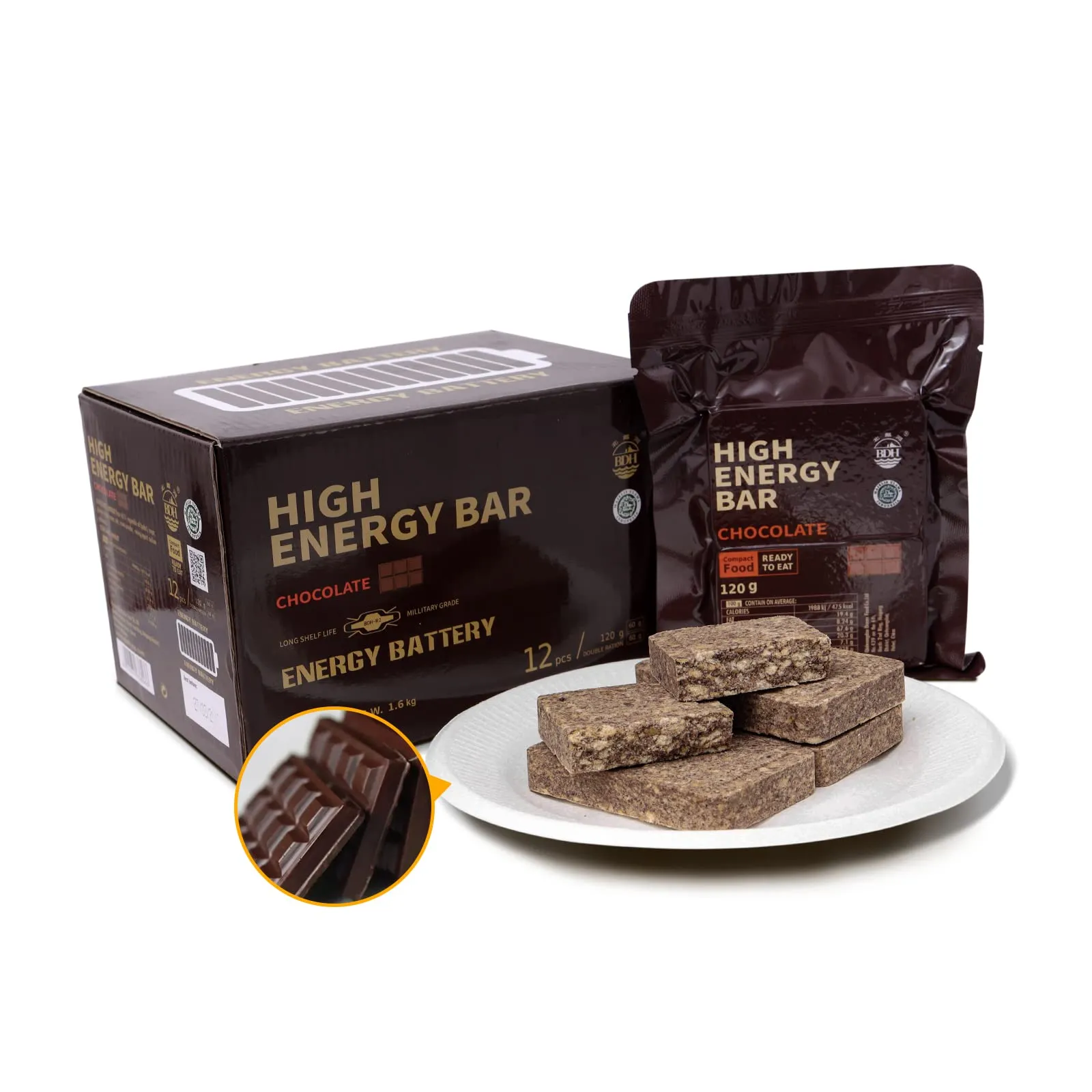 High Energy Ration Bars - Chocolate Flavor and Plain (2 Pack)