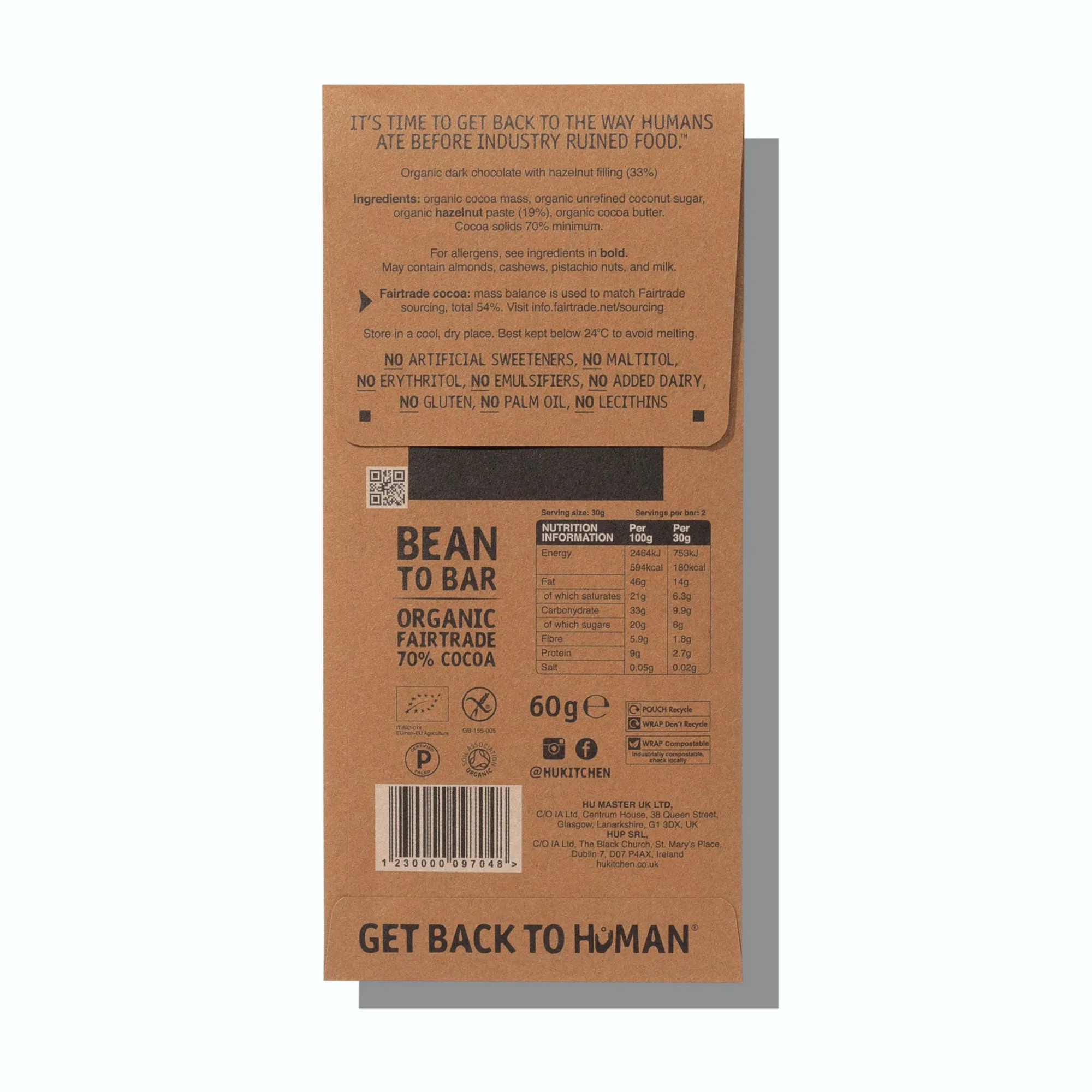 Hu Hazelnut Butter Dark Chocolate Bar 60g