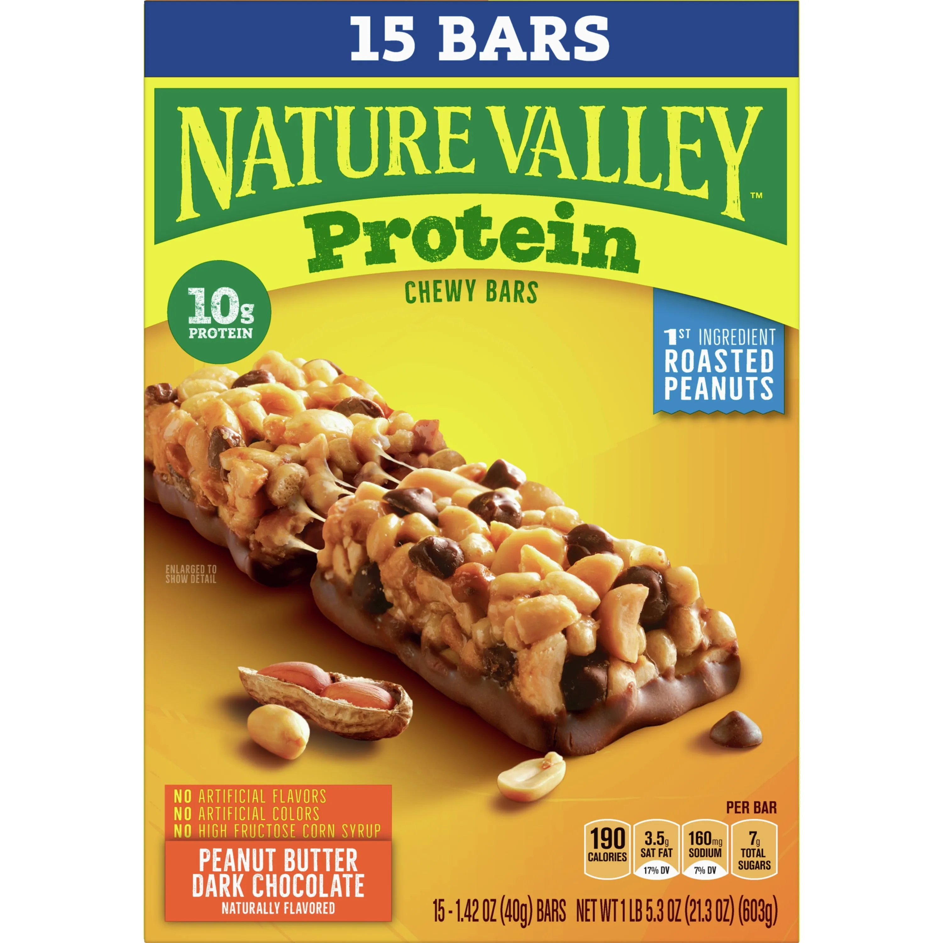 Nature Valley Chewy Granola Bars, Protein, Peanut Butter Dark Chocolate, 15 bars, 21.3 OZ