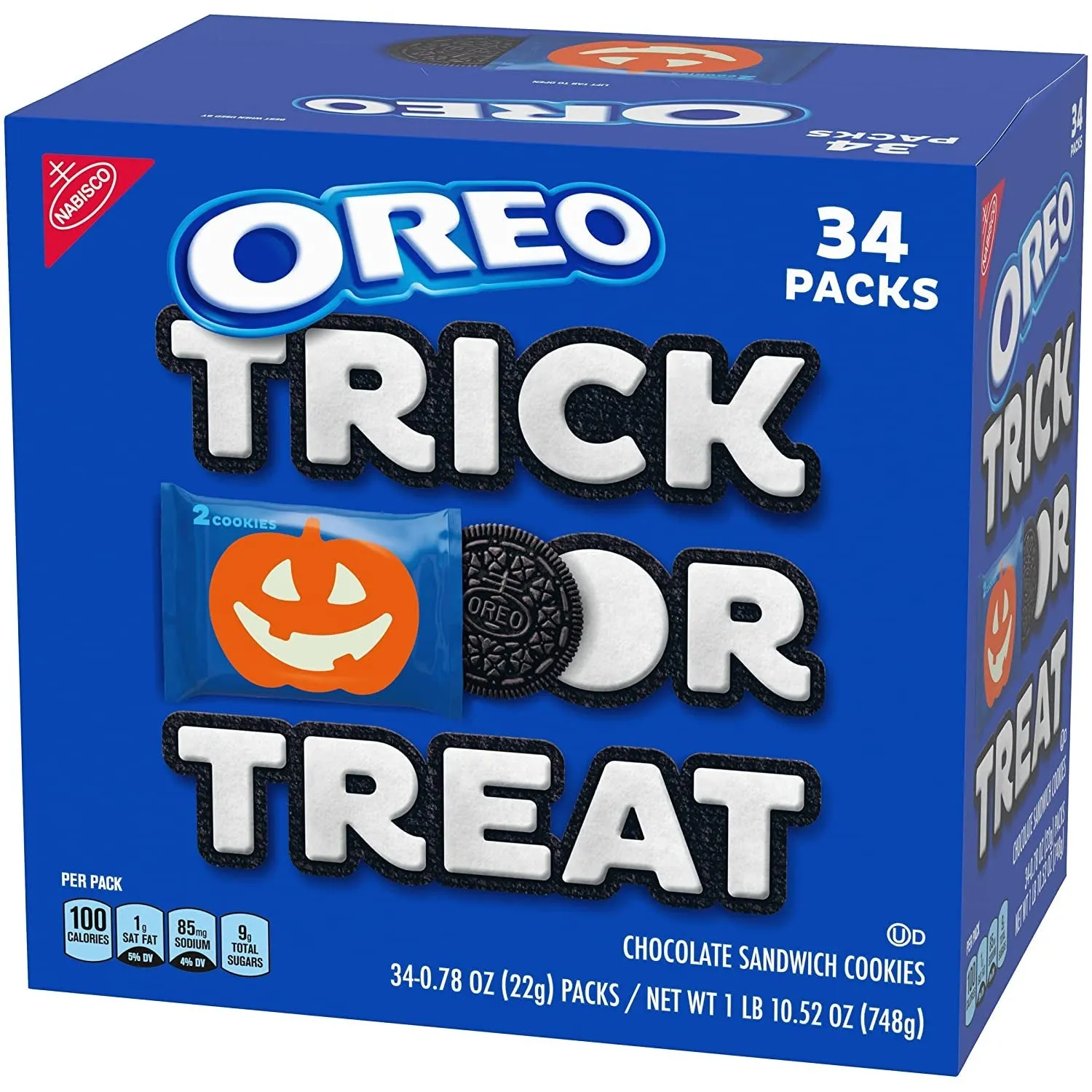 OREO Chocolate Sandwich Cookies, Halloween Cookies, 34 Trick or Treat Bags (2 Cookies per Snack Pack)