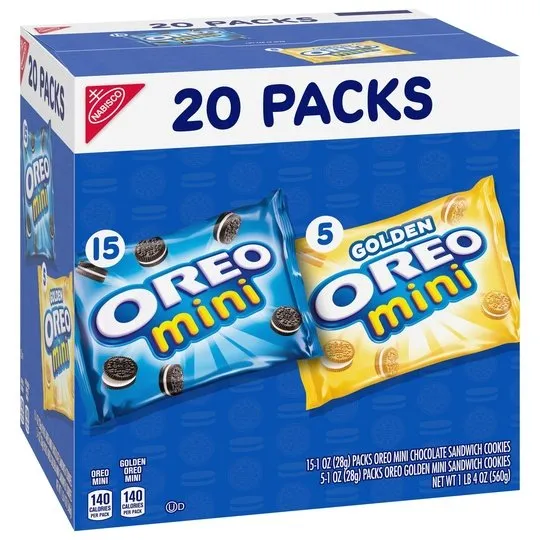 OREO Mini Mix Sandwich Cookies Variety Pack, 20 Snack Packs