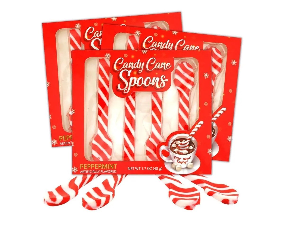 Peppermint Candy Cane Spoons 4 Pack