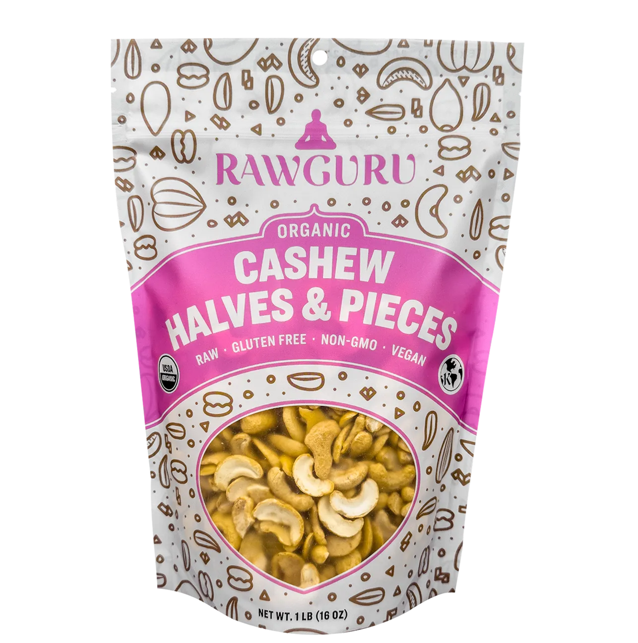 Raw Organic Cashew Halves | 16 oz