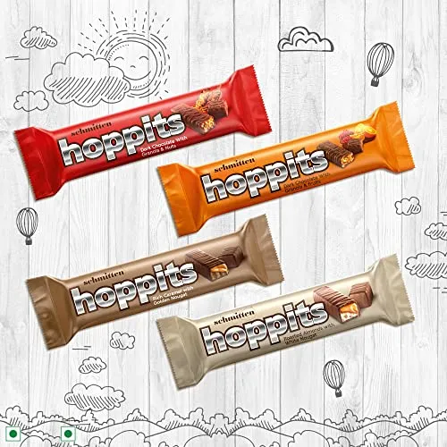 Schmitten Hoppits Granola and Nuts Filled Real Dark Chocolate Bar, 40g (Pack of 4)